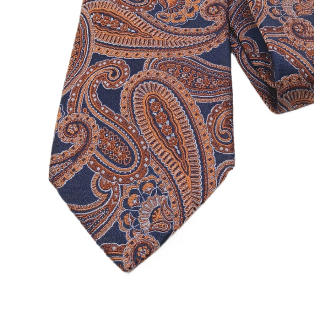 The Custom Shop Silk Tie Men’s 63.5” Navy Bronze Paisley Persian Wedding Classic